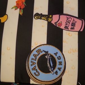 Betsey Johnson Black and White Striped Lunch Tote Bubbly And Caviar BNWT TA Rtth
